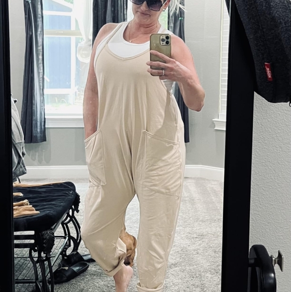 Casual Beige Cami Wide Leg Pockets Jumpsuit - Picture 7 of 7
